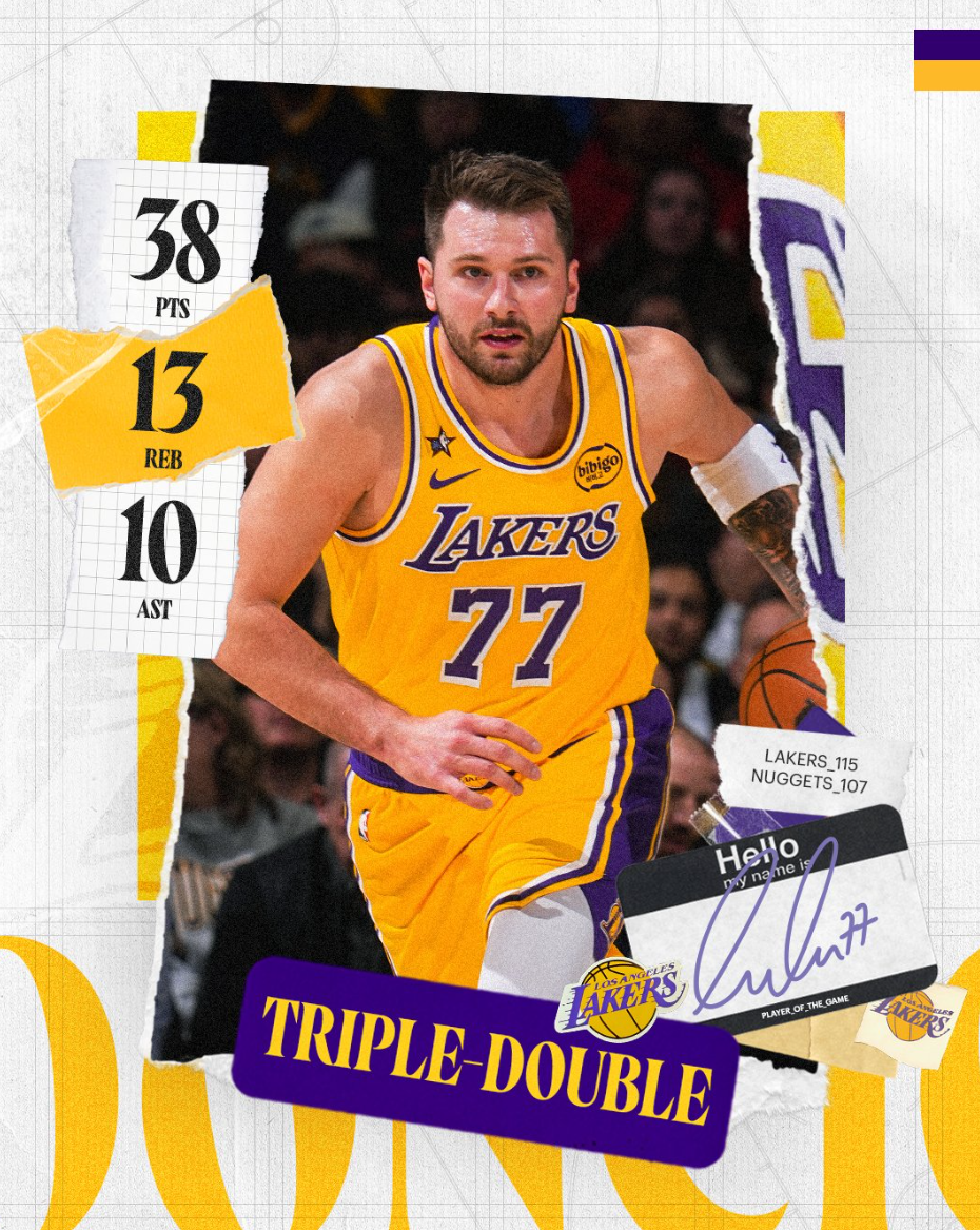 开云-轰38+13+10创纪录！湖蜜高呼东契奇世界最强 詹姆斯：向他致敬